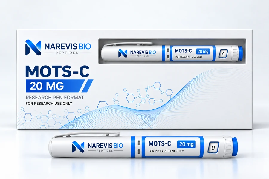 MOTS-C Pen — illustrative packaging mockup